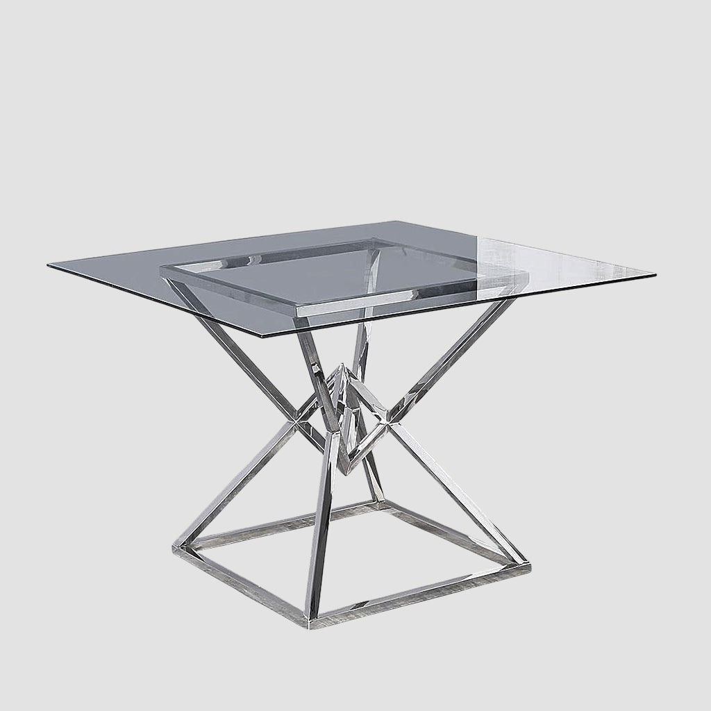 Madeline Chic Dining Table With Clear Tempered Glass Top