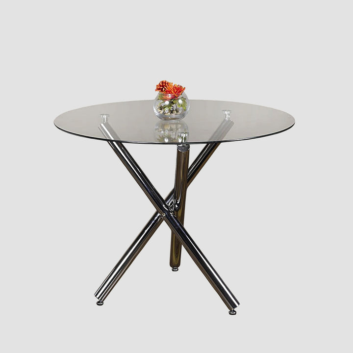 Montreal Exquisite Round Dining Table With Clear Tempered Glass