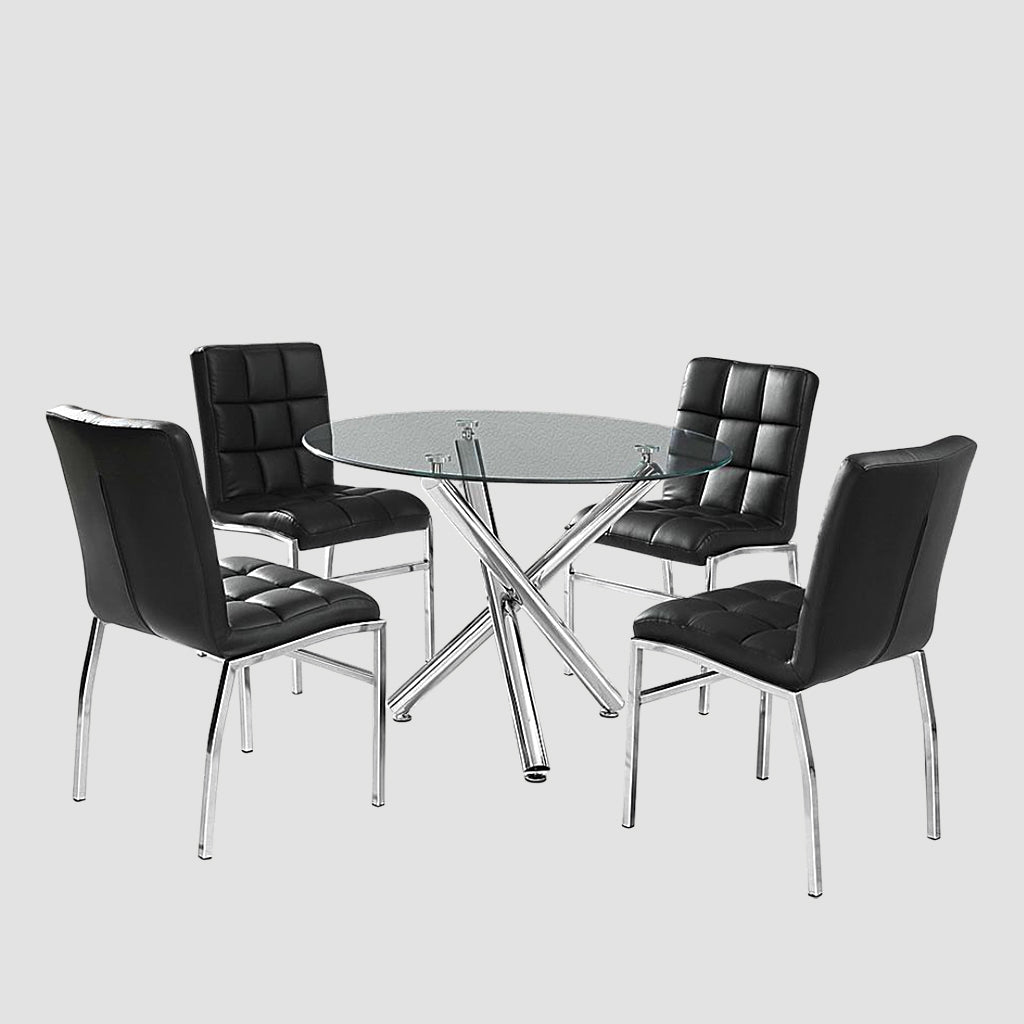 Montreal Exquisite Round Dining Table With Clear Tempered Glass