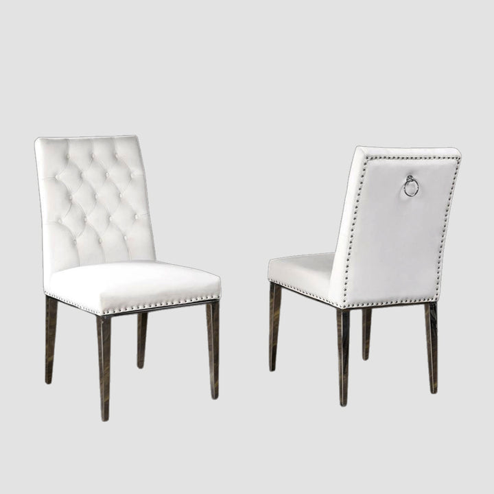 Nexus Dining Chairs in Velvet Upholstery (Set of 2) | Available In Beige & Grey Colors