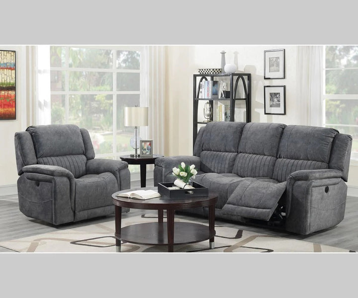 Nimbus 3-Piece Power Recliner Set In Fabric Upholstery - Grey