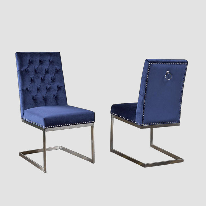 Oracle Timeless Dining Chair With Plush Velvet Upholstery (Set of 2) | Available in Beige, Blue & Grey Colors