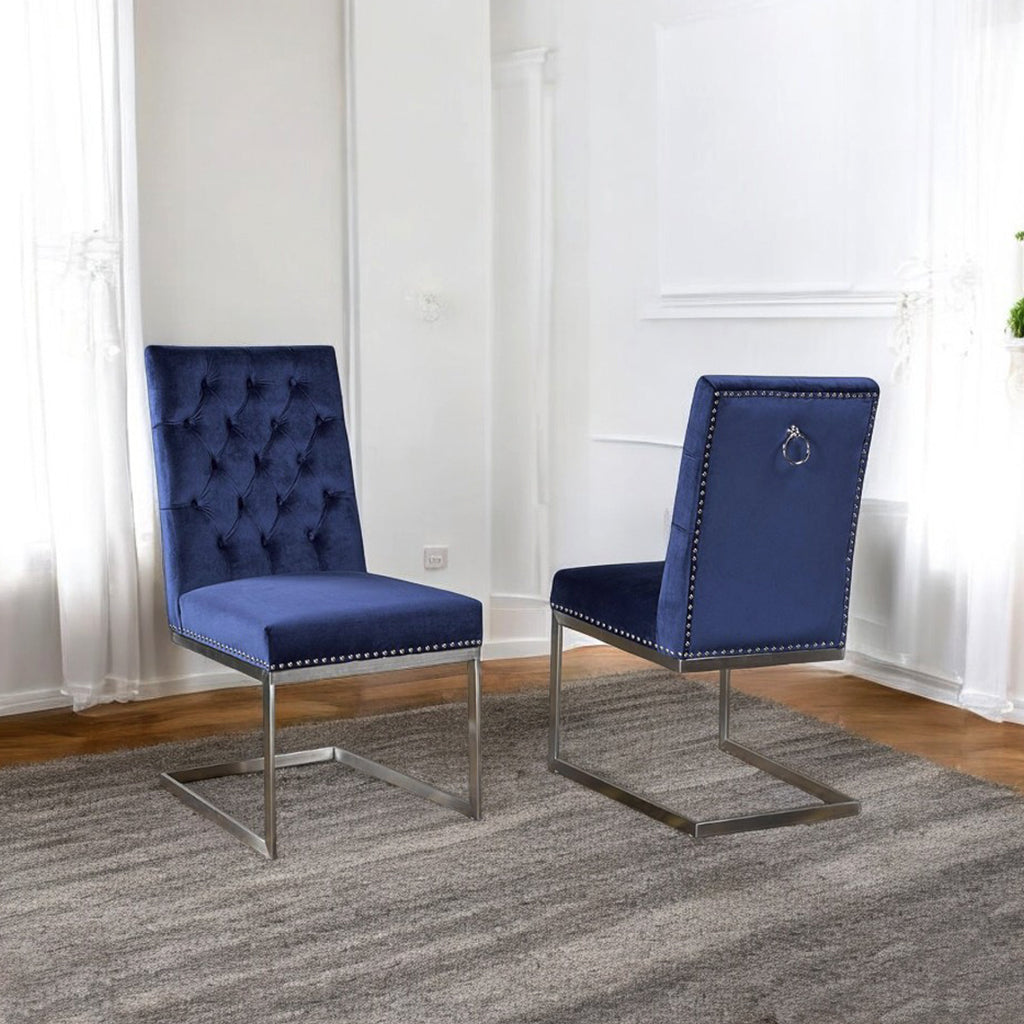 Oracle Timeless Dining Chair With Plush Velvet Upholstery (Set of 2) | Available in Beige, Blue & Grey Colors