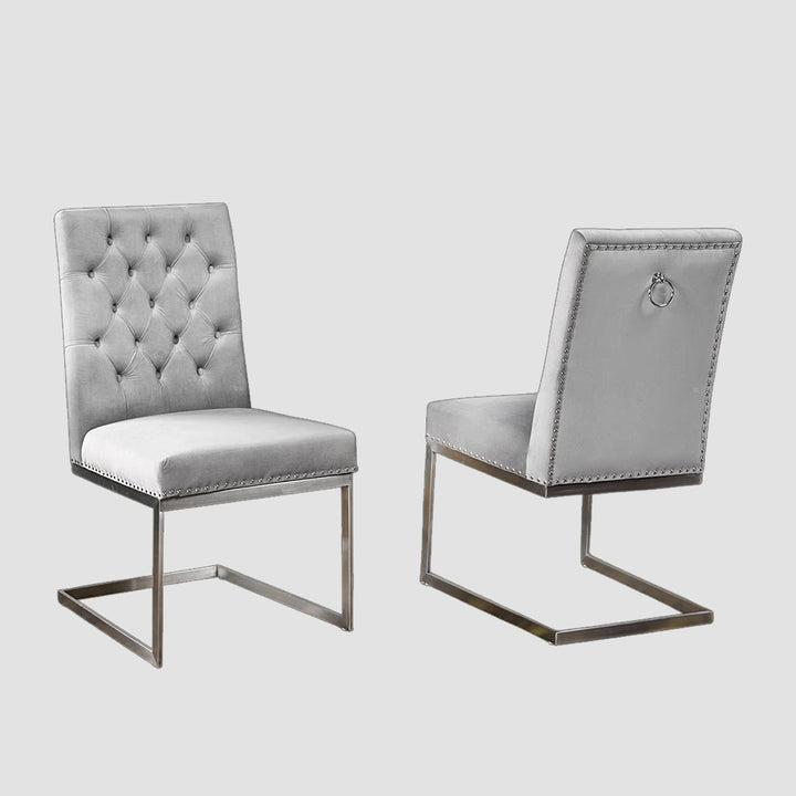 Oracle Timeless Dining Chair With Plush Velvet Upholstery (Set of 2) | Available in Beige, Blue & Grey Colors