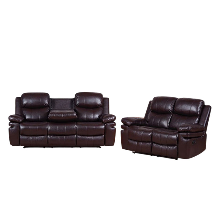 Ornate 3-Piece Recliner Set In Aire-Leather Upholstery - Brown