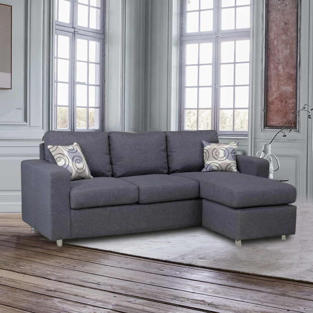 City Sectional Sofa With Fabric Upholstery & Reversible Chaise - Enticing Grey