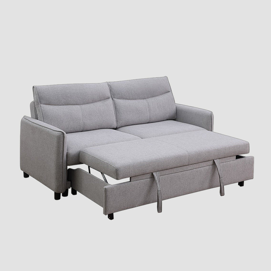 Repose Pull Out Sleeper Sofa In Fabric Upholstery - Light Grey