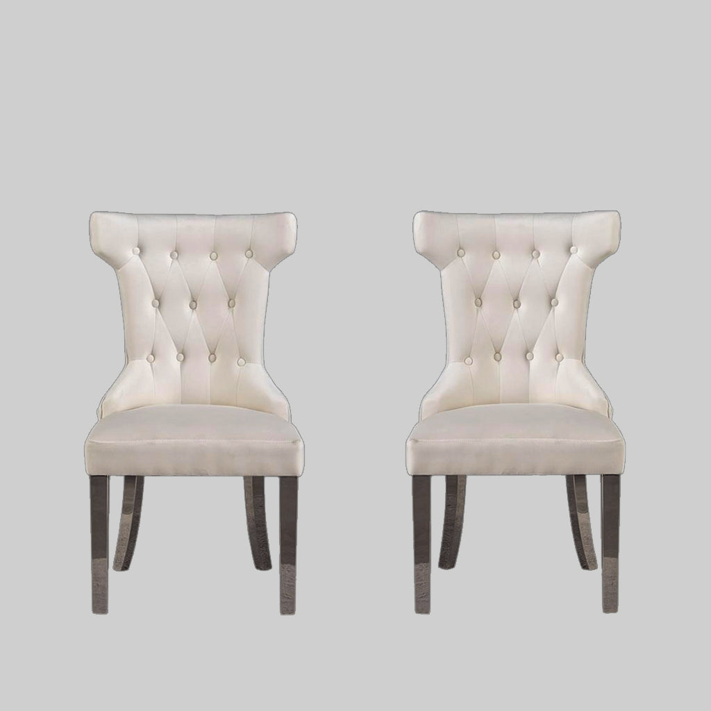 Rosalee Dining Chair With Chrome Finish (Set of 2) | Available in Beige, Blue & Black Colors