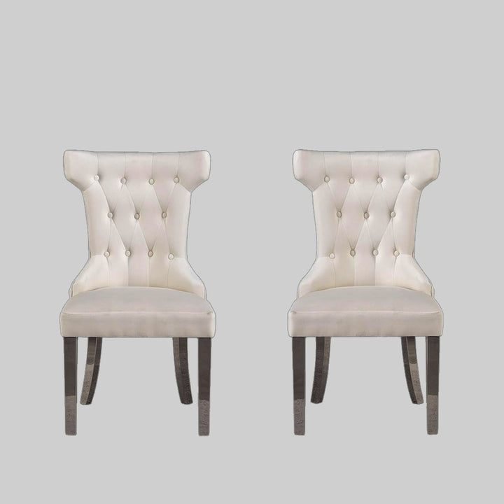 Rosalee Dining Chair With Chrome Finish (Set of 2) | Available in Beige, Blue & Black Colors