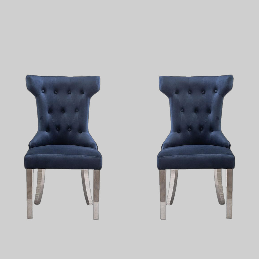 Rosalee Dining Chair With Chrome Finish (Set of 2) | Available in Beige, Blue & Black Colors