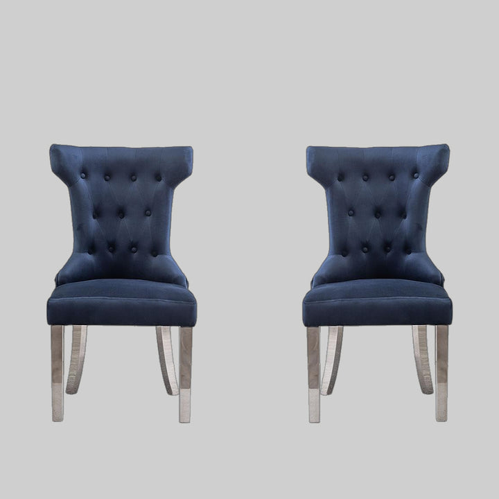 Rosalee Dining Chair With Chrome Finish (Set of 2) | Available in Beige, Blue & Black Colors