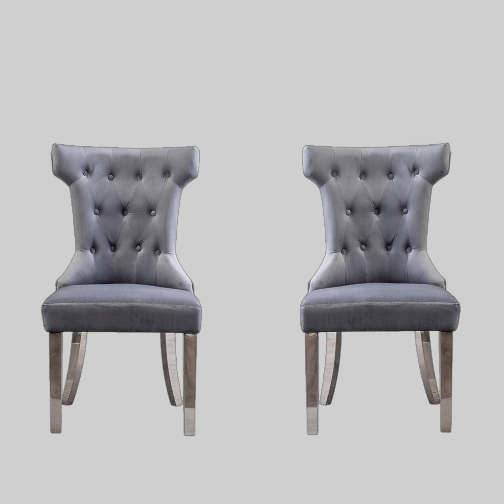 Rosalee Dining Chair With Chrome Finish (Set of 2) | Available in Beige, Blue & Black Colors