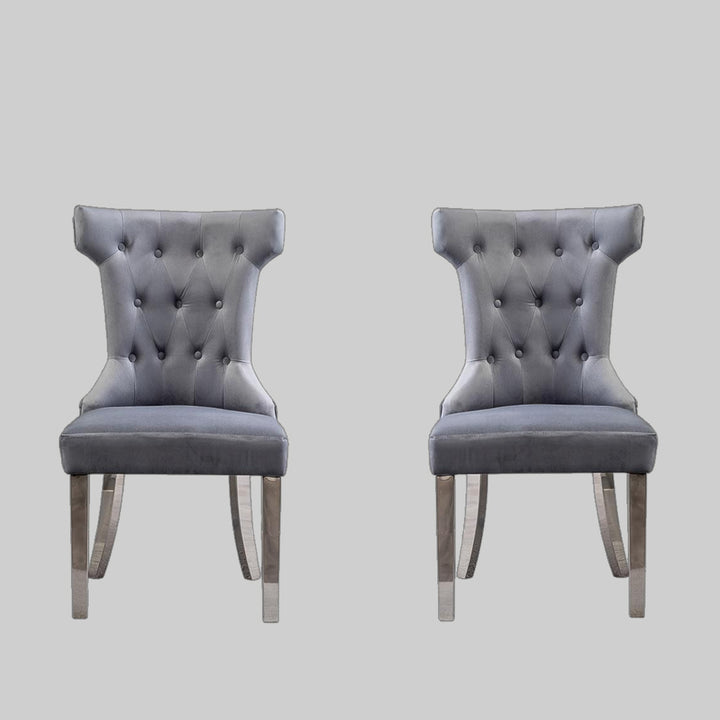 Rosalee Dining Chair With Chrome Finish (Set of 2) | Available in Beige, Blue & Black Colors