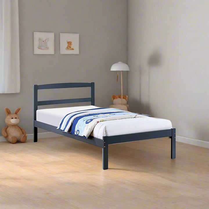 Parker Sleek Platform Bed Frame With Storage Drawers and Pull-Out Trundle - Grey