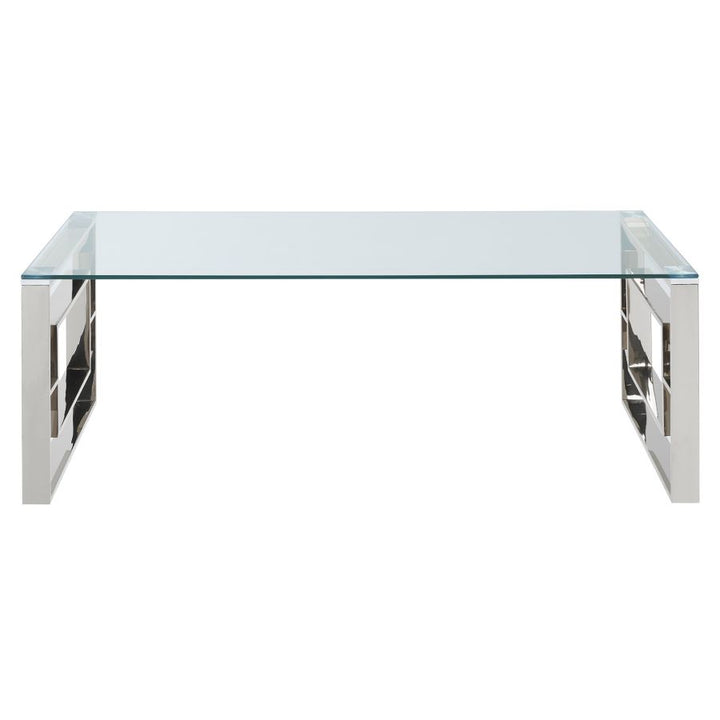 Jivin Tempered Glass Coffee Table With Silver Finish