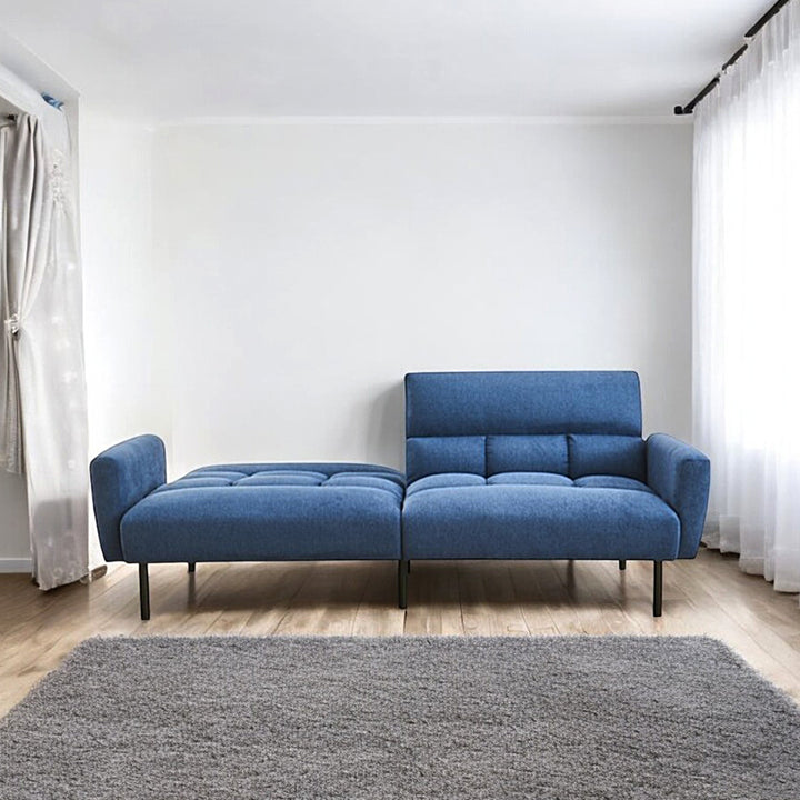 Sean Fabric Upholstered Sofa Bed In Splendid Blue Finish