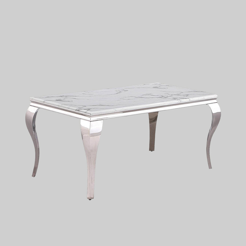 Sprout Stylish Dining Table With Stainless-Steel Frame | Available In Tempered Glass & Marble Top