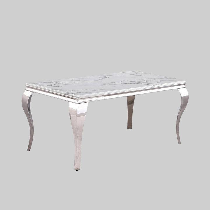 Sprout Stylish Dining Table With Stainless-Steel Frame | Available In Tempered Glass & Marble Top