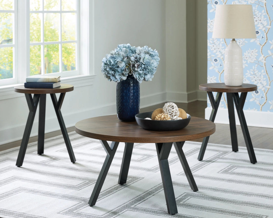 T153-13 Elbrynn Occasional Table Set (Set of 3) - Brown/ Black | Signature Design By Ashley