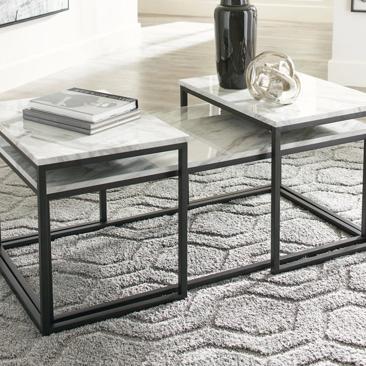 T182-13 Donnesta Occasional Table Set (Set of 3) - Grey/ Black | Signature Design By Ashley