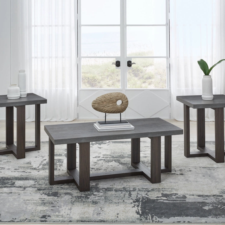 T216-13 Dynnford Occasional Table Set (Set of 3) - Grey/ Brown | Signature Design By Ashley