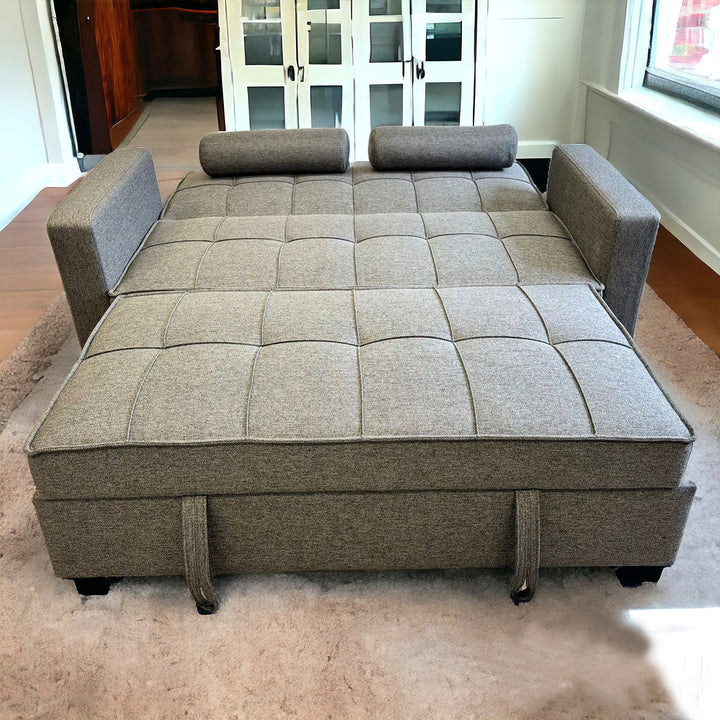 Trinta Grey Cozy Sofa & Pull Out Bed With Kidney Pillows