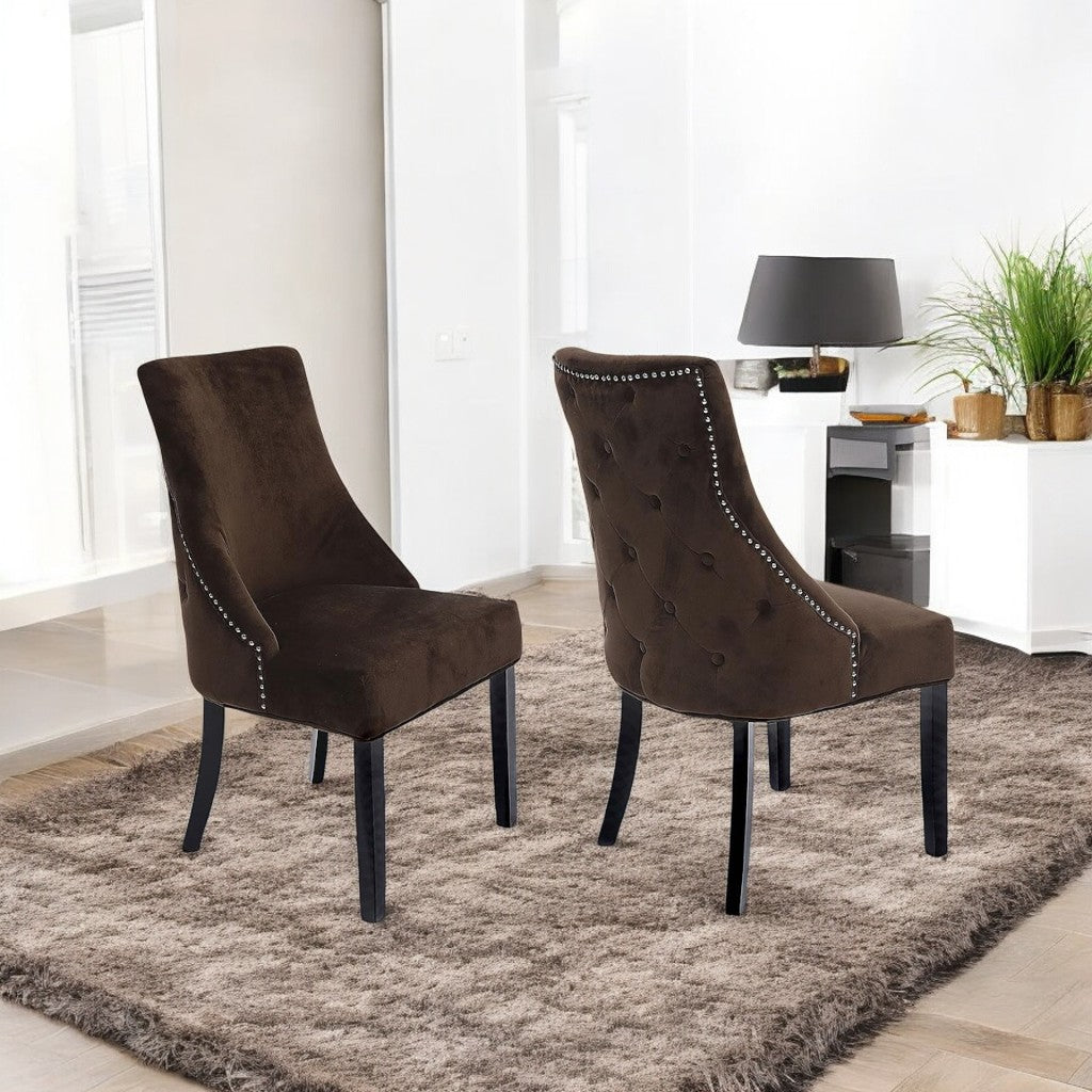 Elegant Albert Micro Suede Fabric Chair (Set of 2) - Brown