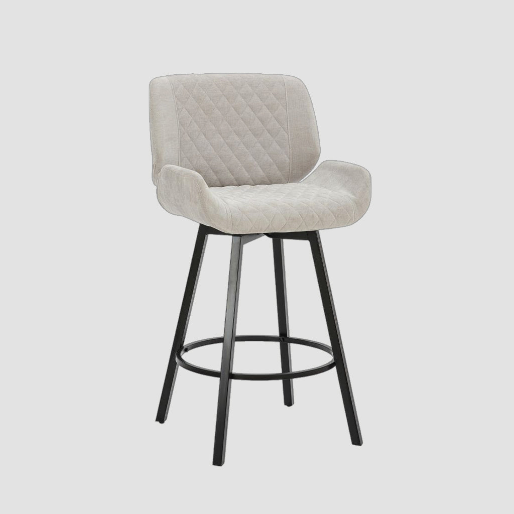 Uriel 26" Counter Stool in Grey Fabric and Black (Set of 2)