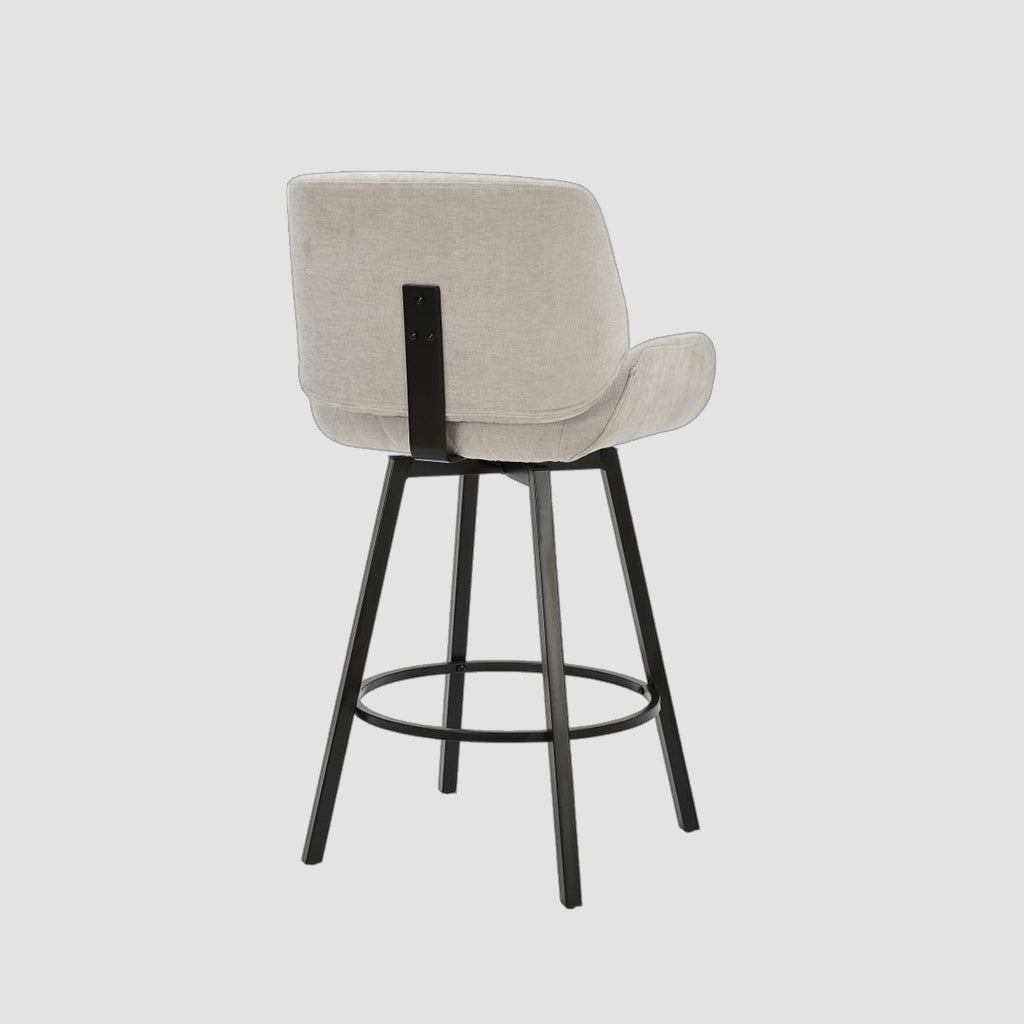 Uriel 26" Counter Stool in Grey Fabric and Black (Set of 2)