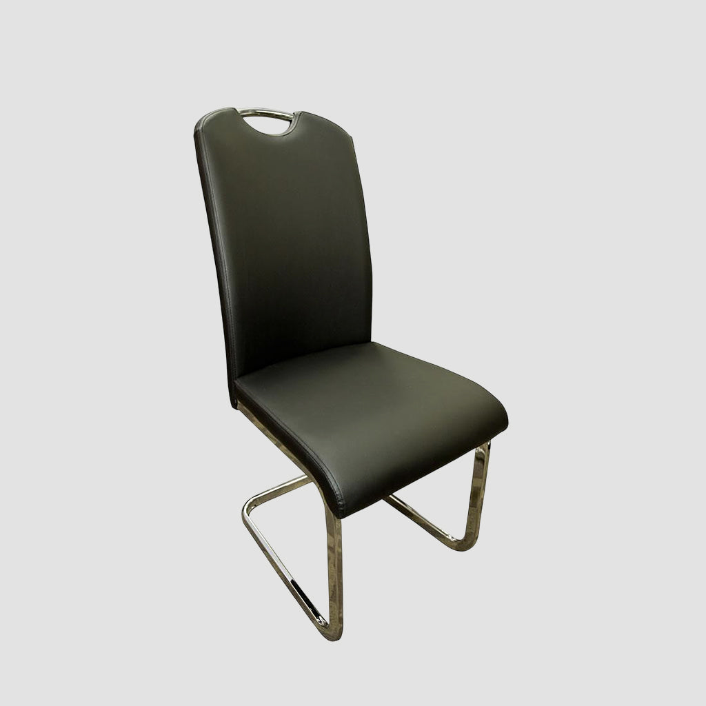 Vertex Exquisite Dining Chair With Faux Leather Upholstery (Set of 2) | Available In Black & Grey Colors