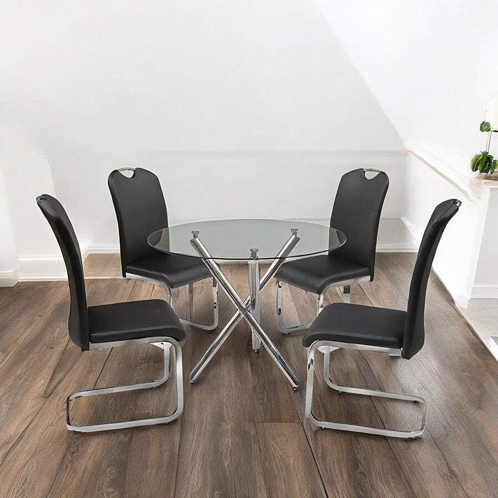 Vertex Exquisite Dining Chair With Faux Leather Upholstery (Set of 2) | Available In Black & Grey Colors