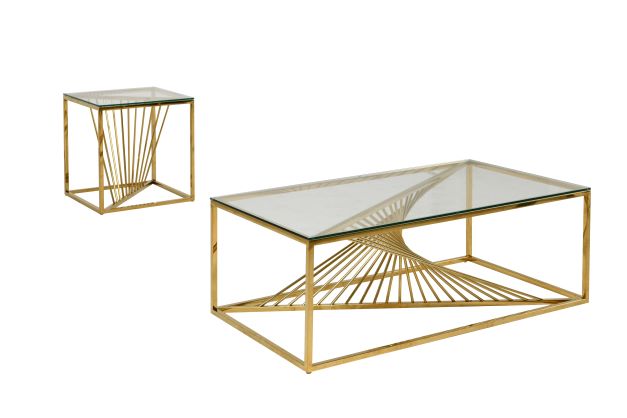 Francesca Coffee Table Set With Gold Finish