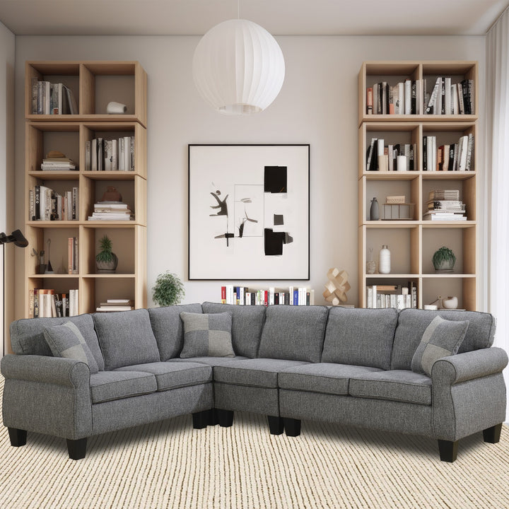 Toronto Sectional Sofa With Accent Pillows - Appealing Grey