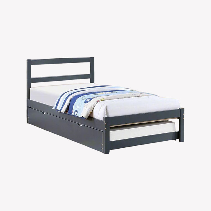 Parker Sleek Platform Bed Frame With Storage Drawers and Pull-Out Trundle - Grey