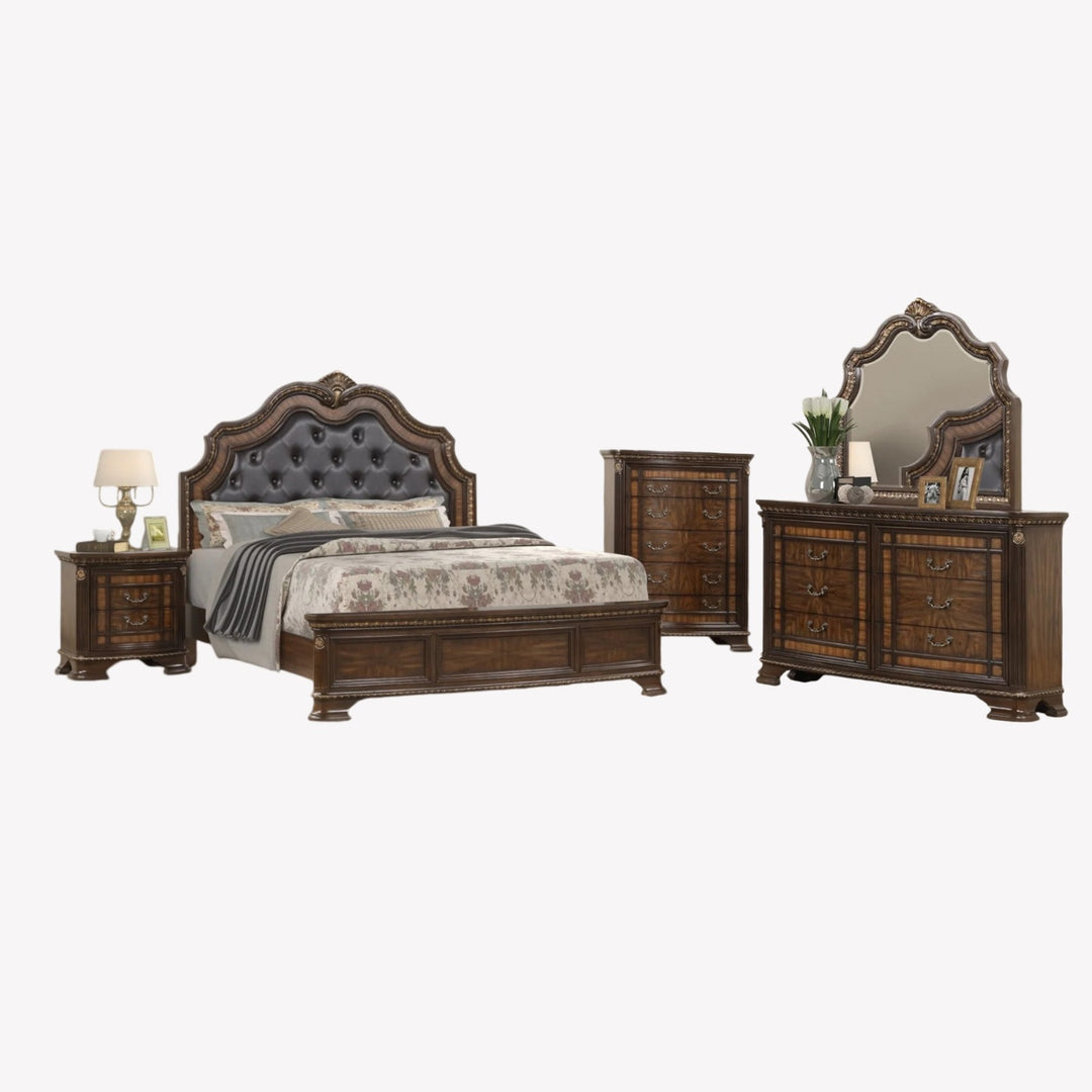 Essence 8-Piece Bedroom Set In Striking Walnut Finish