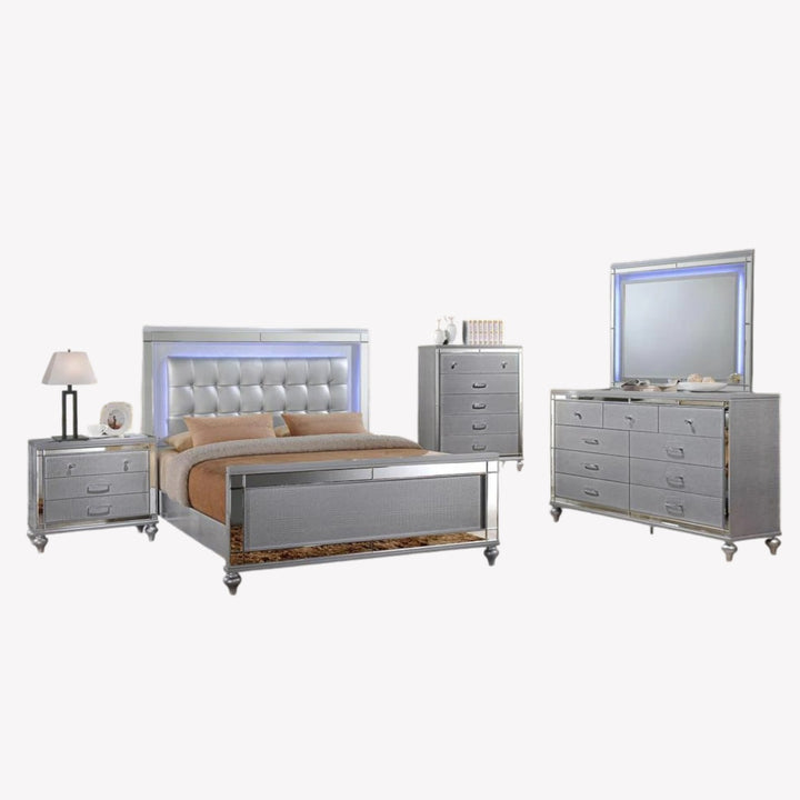 Elysian 8-Piece Bedroom Set With Built-In LED Lights - Grey