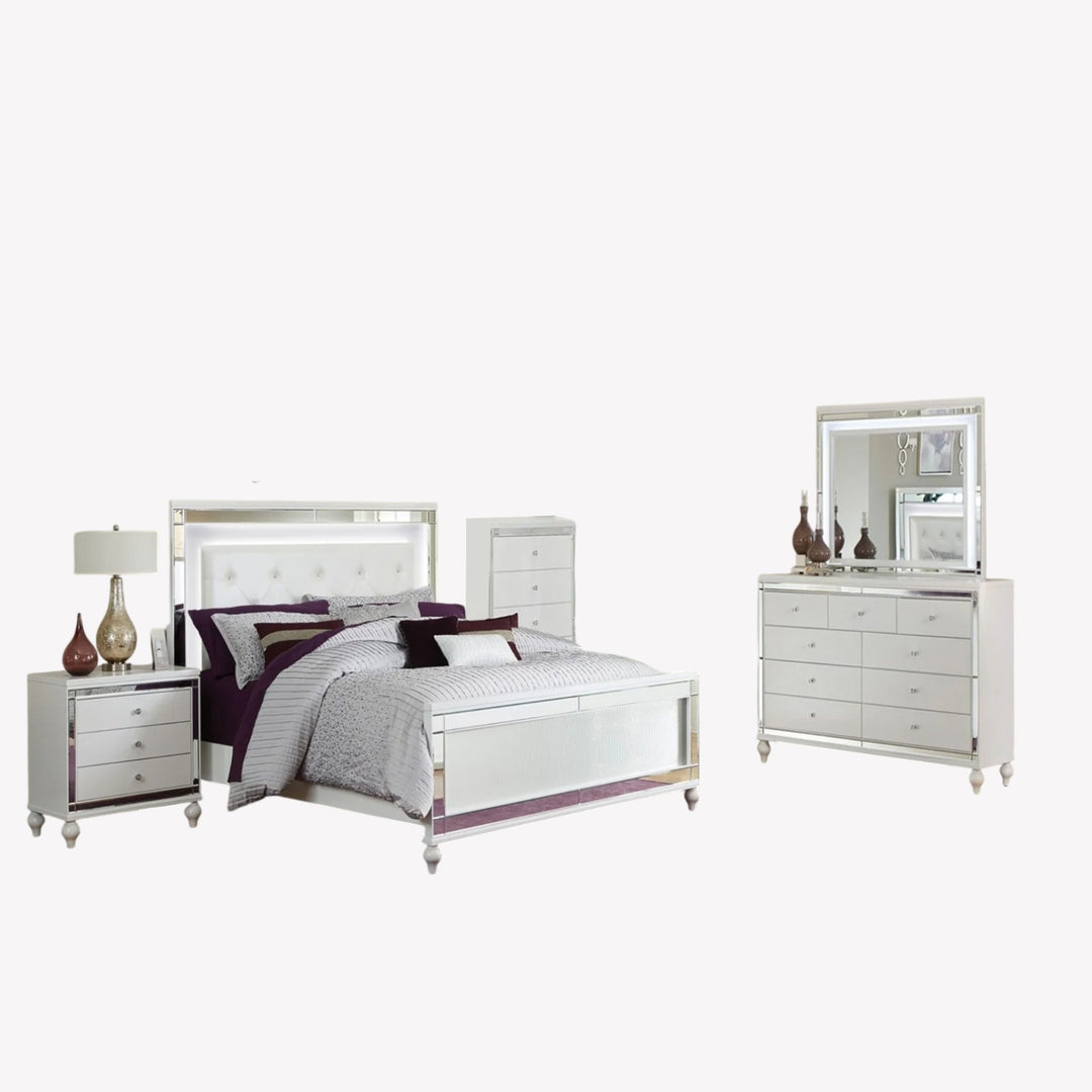 Elysian 8-Piece Bedroom Set With Built-In LED Lights - White