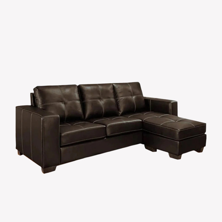 Bravo Sectional Sofa With Bonded Leather Upholstery & Reversible Chaise - Brown