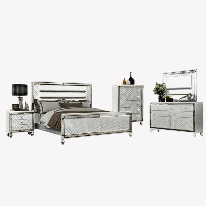 Majesty 8-Piece Bedroom Set With Built-In LED Lights - White