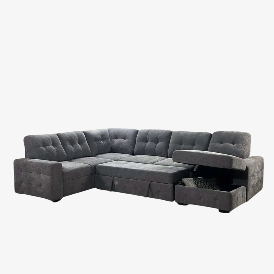 Chilas Sectional Sofa Bed With RHF Storage Chaise & Corner Couch - Grey