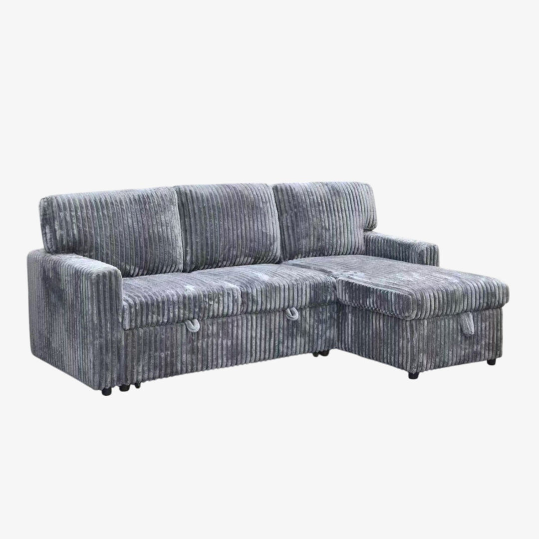 Flair Fabric Upholstered Sectional Sofa Bed With Reversible Chaise - Grey