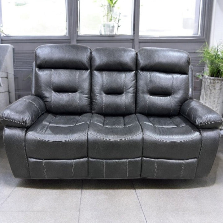 Sublime 3-Piece Manual Recliner Set In Air Leather Upholstery - Charcoal