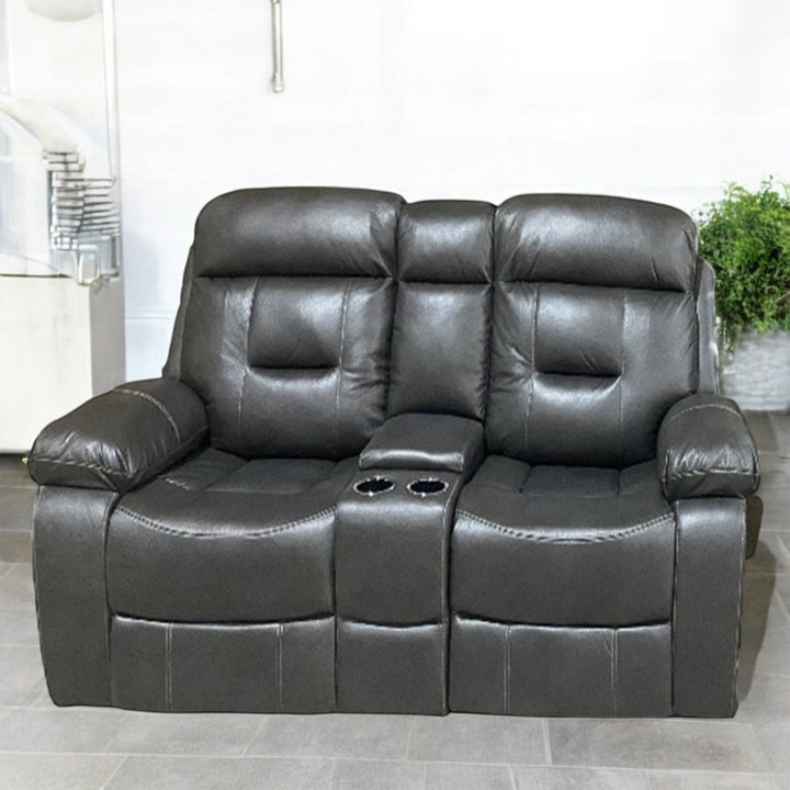 Sublime 3-Piece Manual Recliner Set In Air Leather Upholstery - Charcoal