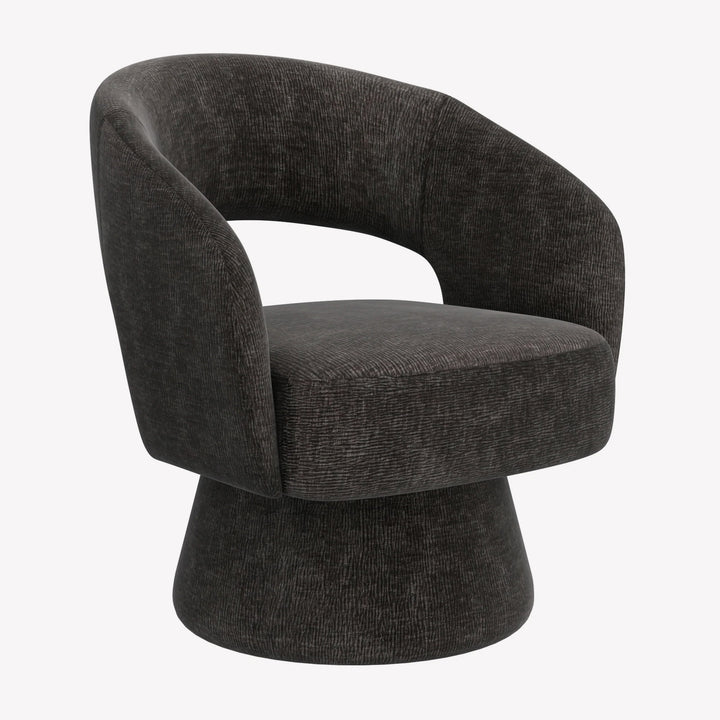 Santo Accent Chair in Charcoal – Modern 360° Swivel Chair with Plush Chenille Upholstery