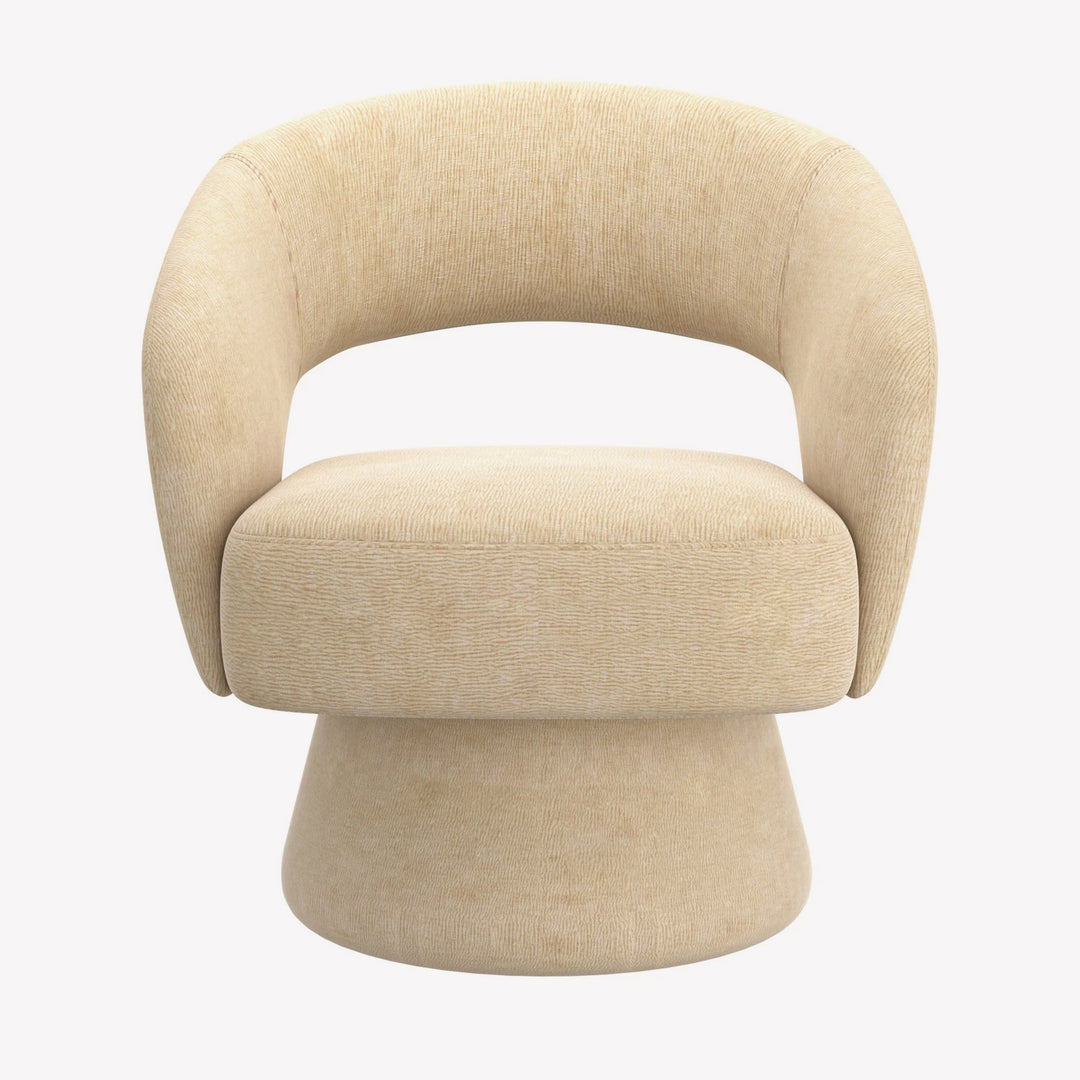 Santo Accent Chair in Beige – Modern 360° Swivel Chair with Plush Chenille Upholstery