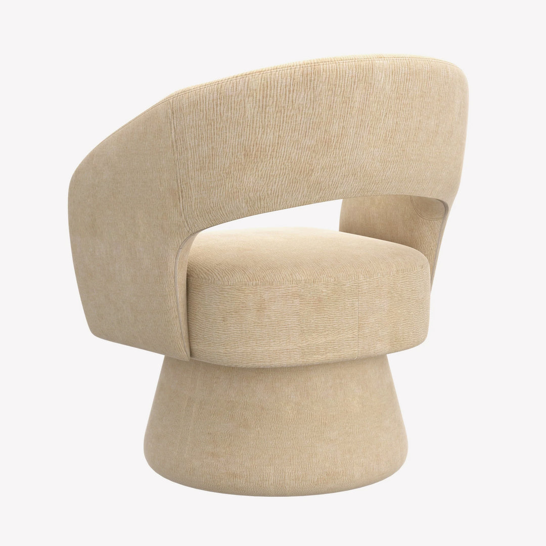 Santo Accent Chair in Beige – Modern 360° Swivel Chair with Plush Chenille Upholstery