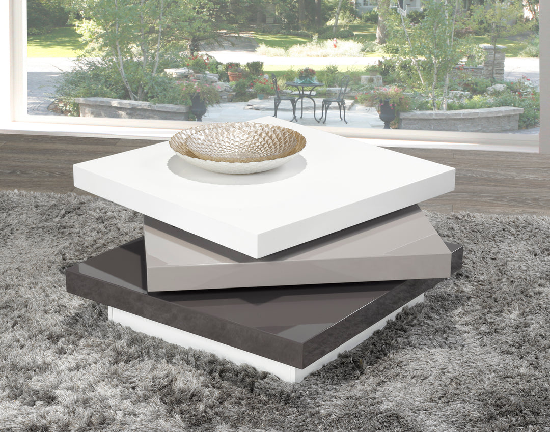 Daisy 3-Layers Swivel Coffee Table In Tri-Tone Finish