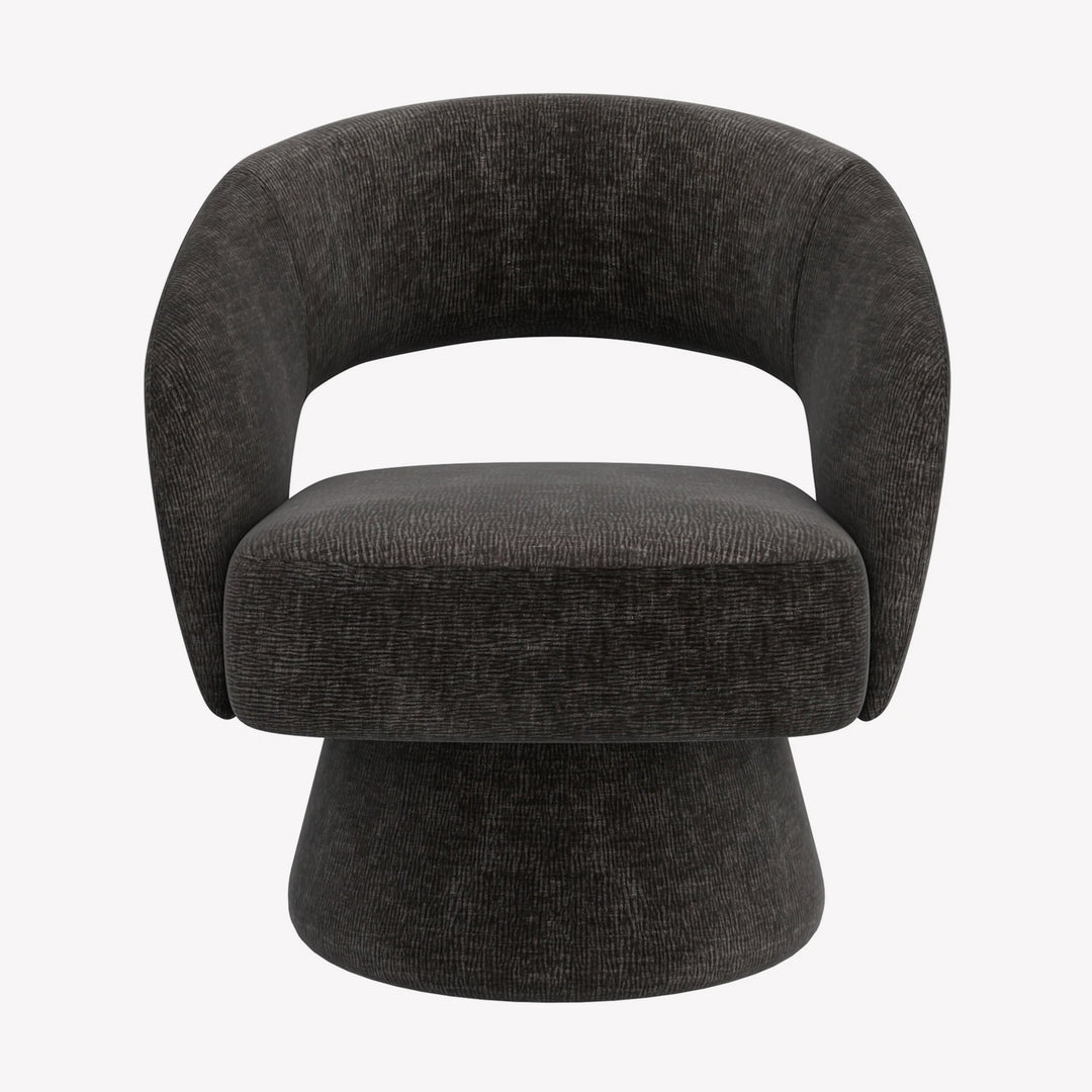 Santo Accent Chair in Charcoal – Modern 360° Swivel Chair with Plush Chenille Upholstery