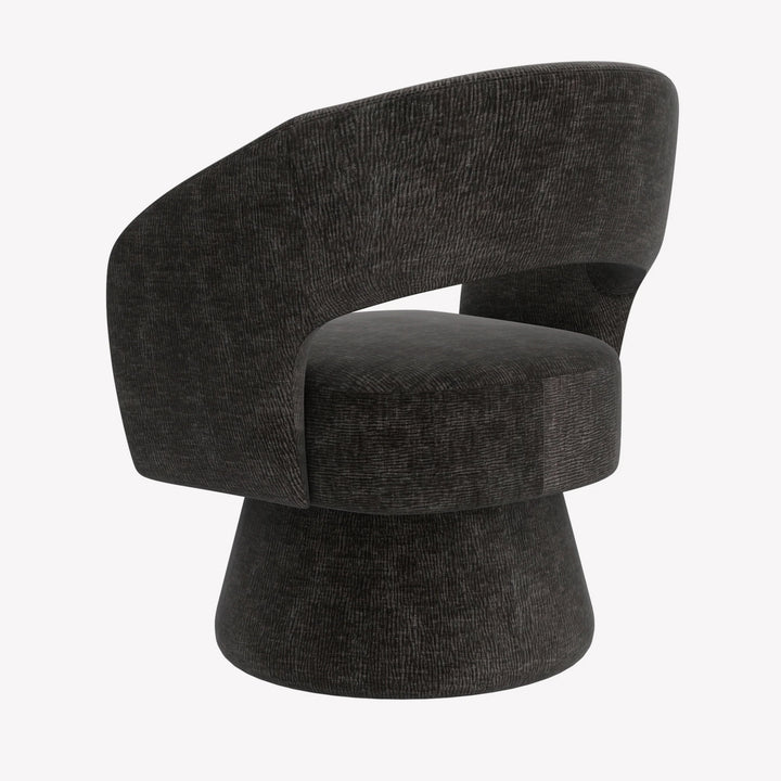 Santo Accent Chair in Charcoal – Modern 360° Swivel Chair with Plush Chenille Upholstery