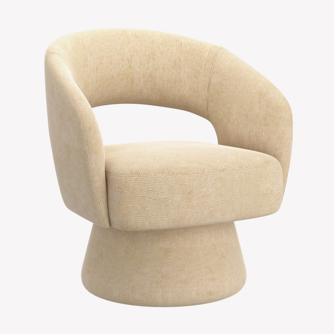 Santo Accent Chair in Beige – Modern 360° Swivel Chair with Plush Chenille Upholstery